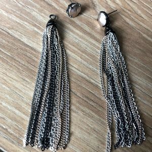 Stella & Dot Mixed Metal Tassel Earrings